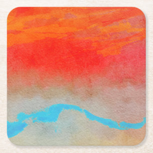 Ocean Sunset Abstrakt Underlägg Papper Kvadrat