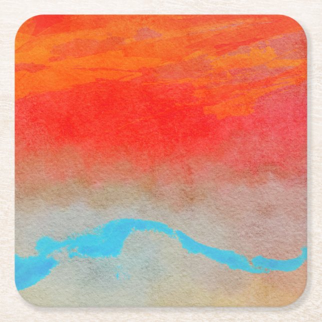 Ocean Sunset Abstrakt Underlägg Papper Kvadrat (Framsidan)