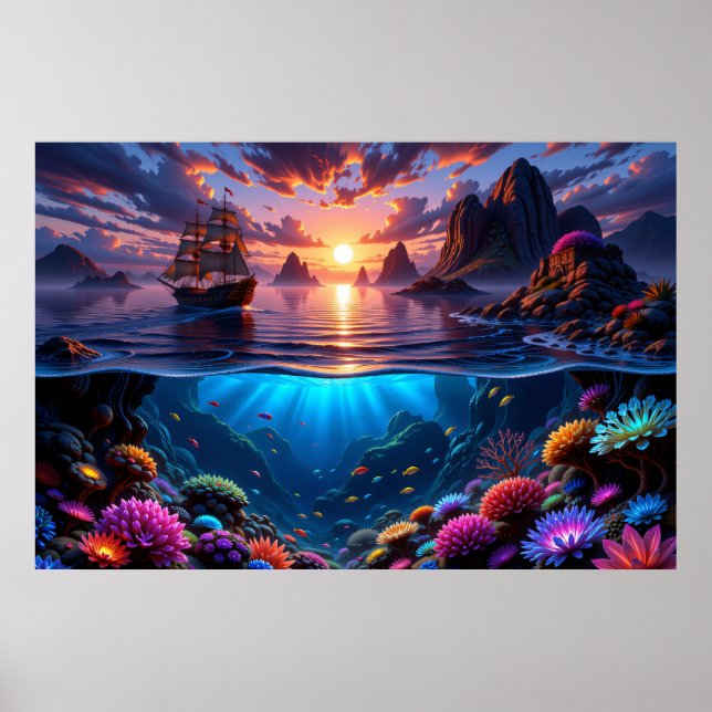Ocean Sunset Art Poster (Framsidan)