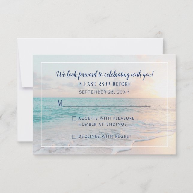 Ocean Sunset Beach Wedding Bild OSA Kort (Framsida)