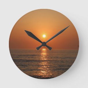 Ocean Sunset Clock Rund Klocka