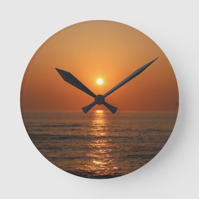 Ocean Sunset Clock Rund Klocka (Framsida)