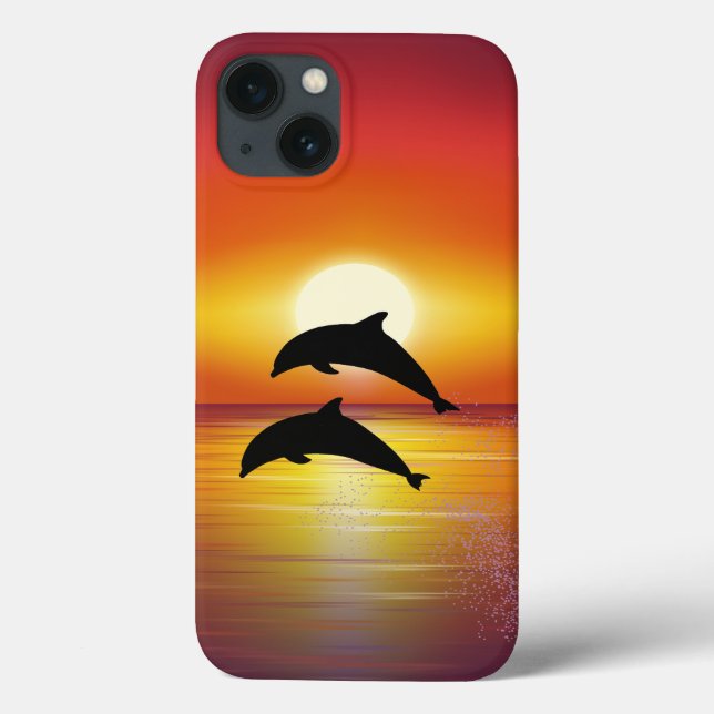 Ocean Sunset Dolphins Couple Spela Kärlek iPad Cas (Baksida)
