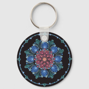 Ocean Sunset Dot Mandala Nyckelring