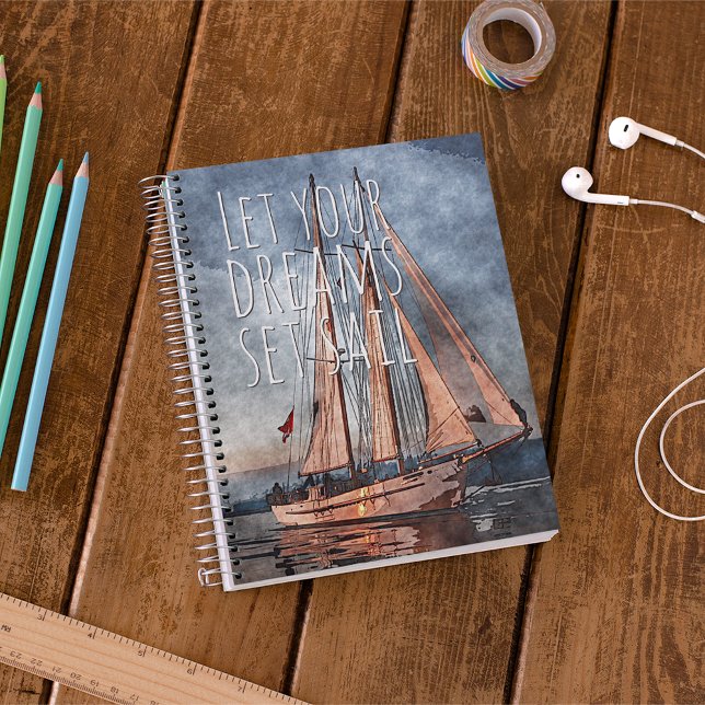 Ocean Sunset Dream Sail Inspirational Quote Anteckningsbok (Skapare uppladdad)
