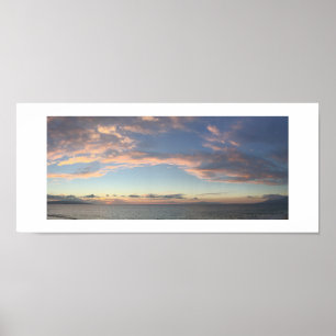 Ocean Sunset Hawaii Panoramic Färg Photography Poster