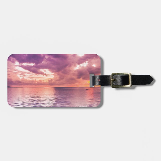 Ocean Sunset Inspirational Bagagebricka (Horisontell Framsida)