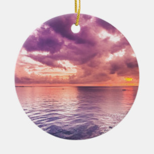 Ocean Sunset Inspirational Julgransprydnad Keramik