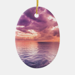 Ocean Sunset Inspirational Julgransprydnad Keramik
