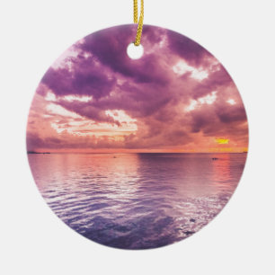 Ocean Sunset Inspirational Julgransprydnad Keramik