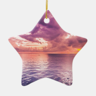 Ocean Sunset Inspirational Julgransprydnad Keramik