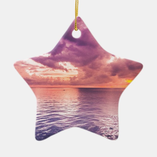 Ocean Sunset Inspirational Julgransprydnad Keramik (Framsidan)