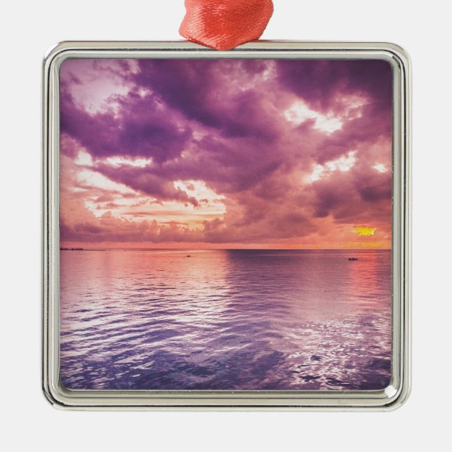 Ocean Sunset Inspirational Julgransprydnad Metall (Framsidan)