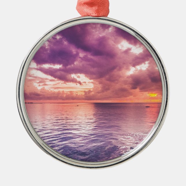 Ocean Sunset Inspirational Julgransprydnad Metall (Framsidan)