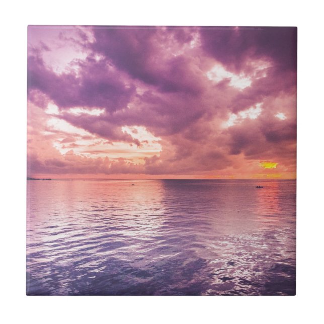 Ocean Sunset Inspirational Kakelplatta (Framsidan)