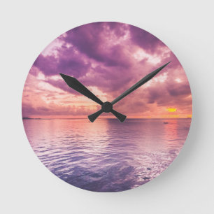 Ocean Sunset Inspirational Rund Klocka