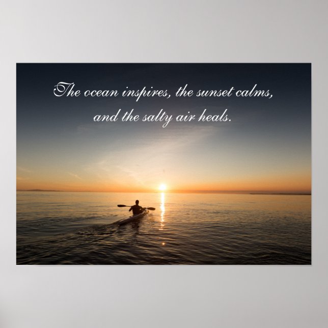 Ocean Sunset Kayak Canoe Inspirational Quote Poste Poster (Framsidan)