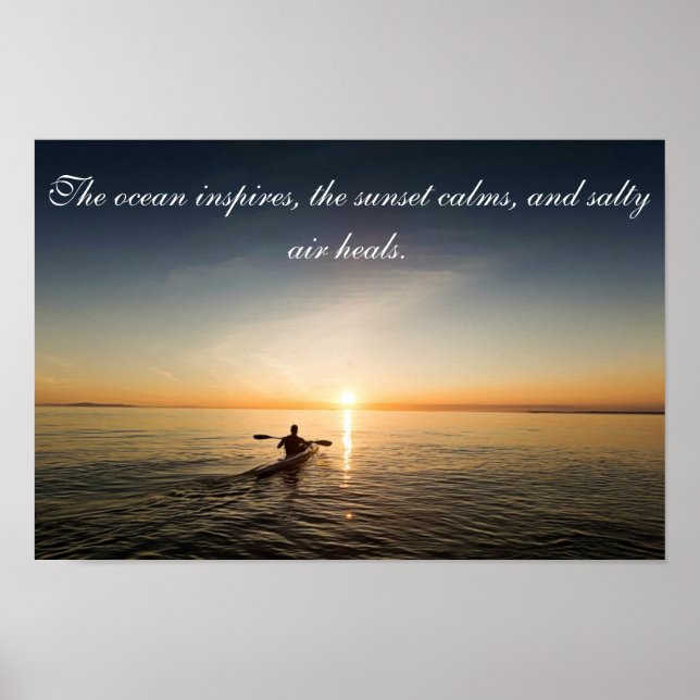 Ocean Sunset Kayak Canoe Inspirational Quote Poste Poster (Framsidan)