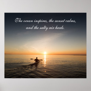 Ocean Sunset Kayak Canoe Inspirational Quote Poste Poster