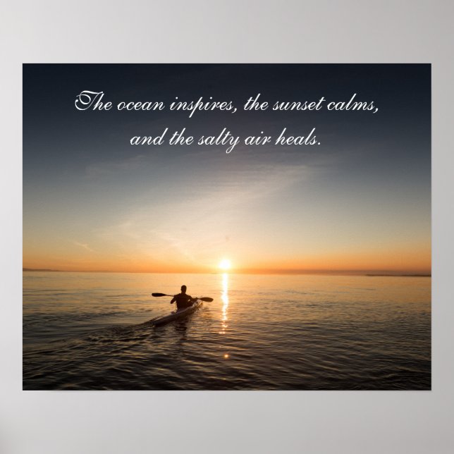 Ocean Sunset Kayak Canoe Inspirational Quote Poste Poster (Framsidan)