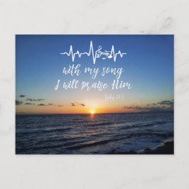 Ocean Sunset med Psalms Pmariam Him Bible Verse Vykort