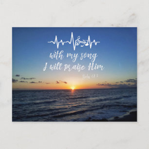 Ocean Sunset med Psalms Pmariam Him Bible Verse Vykort