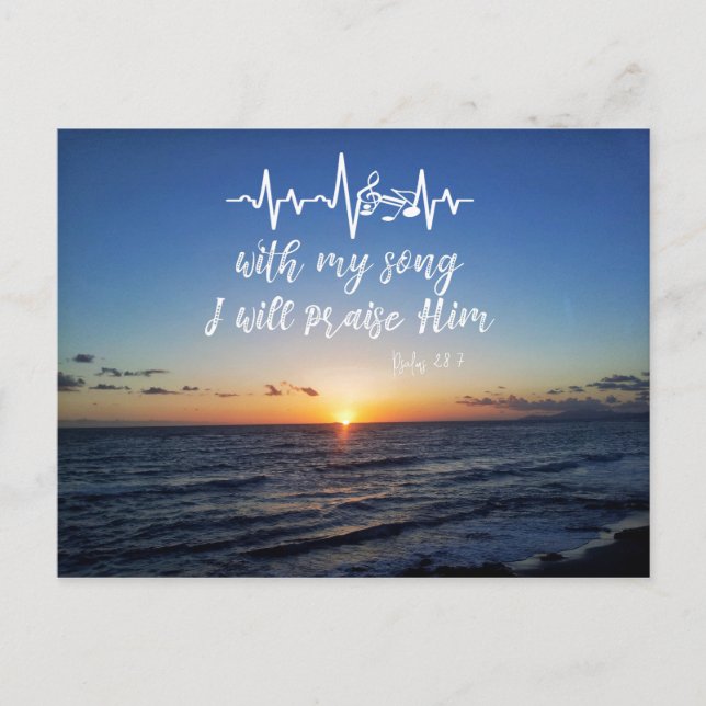 Ocean Sunset med Psalms Pmariam Him Bible Verse Vykort (Framsida)