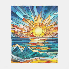Ocean Sunset mosaic art Fleecefilt