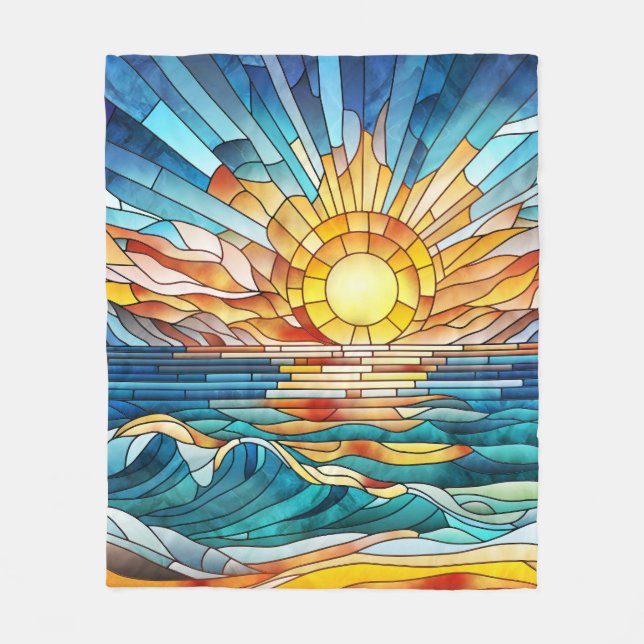 Ocean Sunset mosaic art Fleecefilt (Framsidan)
