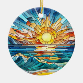 Ocean Sunset mosaic art Julgransprydnad Keramik