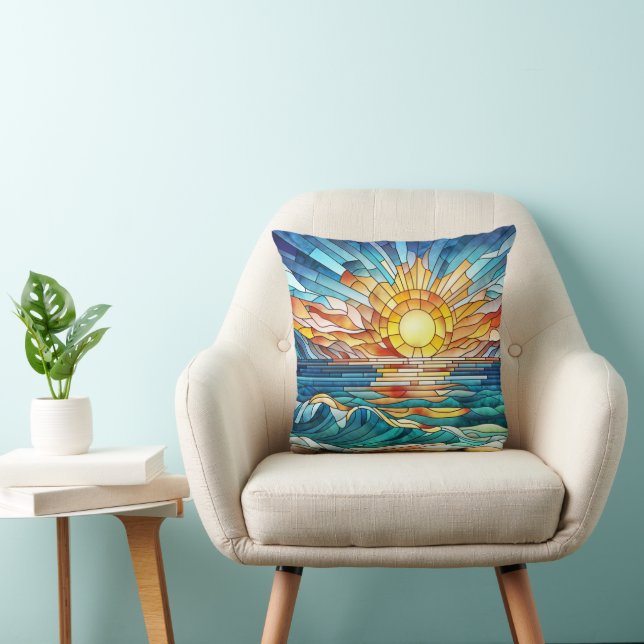 Ocean Sunset mosaic art Kudde (Stol)