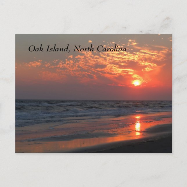 Ocean Sunset - Oak Island, NC Vykort (Framsida)