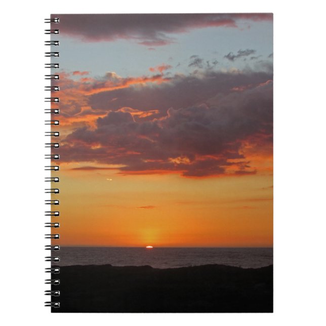 Ocean Sunset Photo Bright Orange Evening Himlar Anteckningsbok (Framsidan)