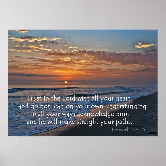 Ocean Sunset Proverbs 3:5-6 Poster (Framsidan)