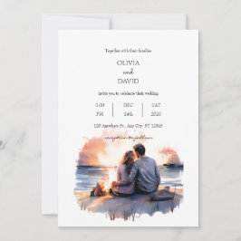 Ocean Sunset Romantic par Scenery Beach Wedding Inbjudningar