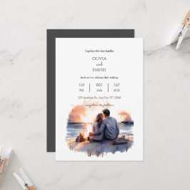 Ocean Sunset Romantic par Scenery Beach Wedding Inbjudningar