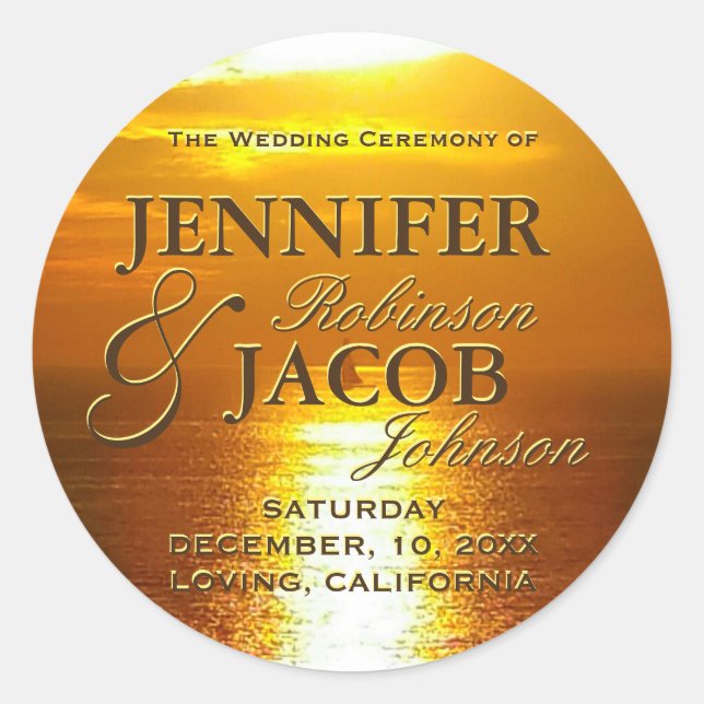 Ocean Sunset Runt Klistermärke (Framsida)