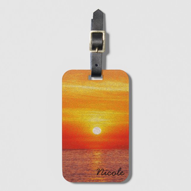 Ocean Sunset Summer Beach Vinkarare anpassningsbar Bagagebricka (Framsida vertikal)