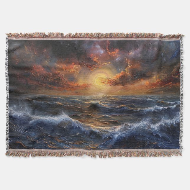 Ocean Sunset Throw Blanket Filt (Framsidan)