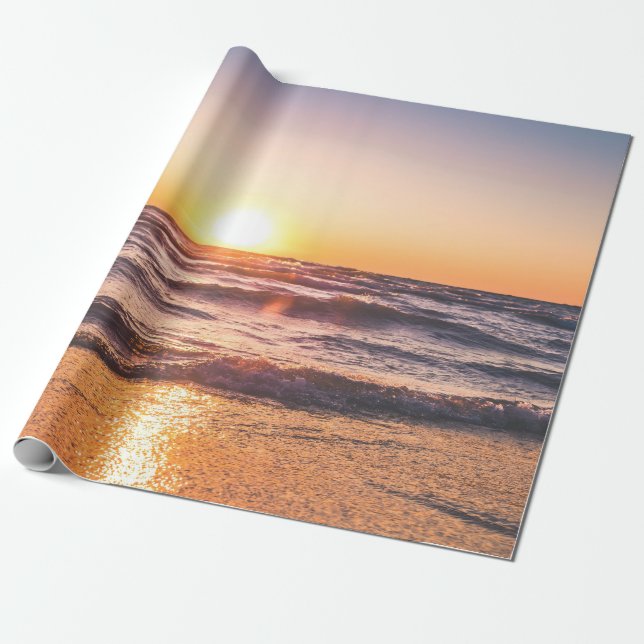 Ocean Sunset Tropical Helgdag Presentpapper (Utrullad)