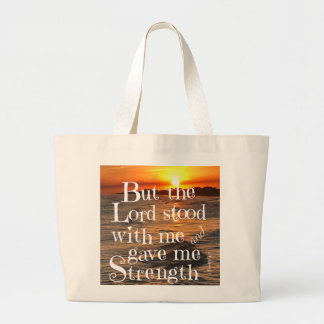 Ocean Sunset, w/ Scripture Verse Timothy 4:17 Jumbo Tygkasse