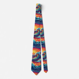 Ocean Sunset Waves Neck Tie Slips