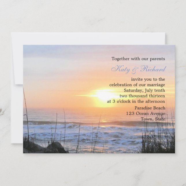 Ocean Sunset Wedding bjudande Inbjudningar (Framsida)