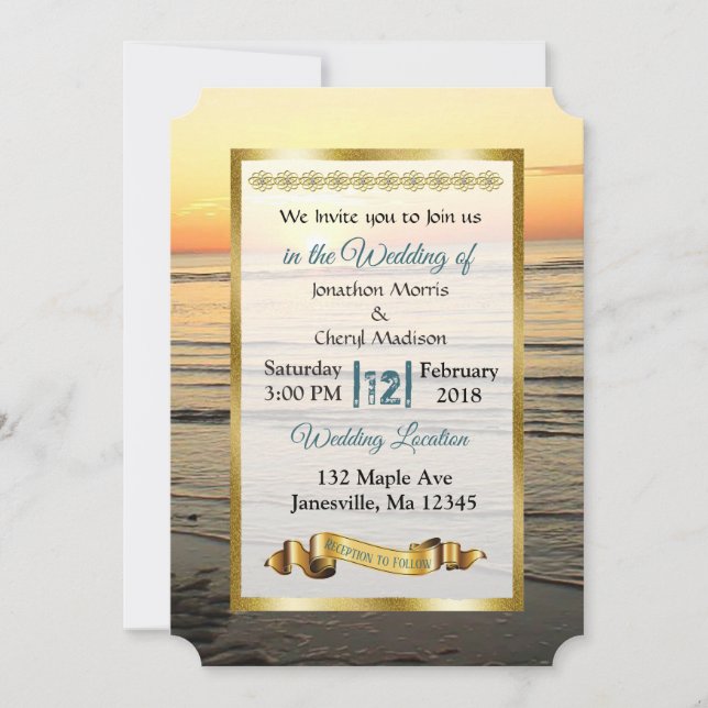 Ocean Sunset Wedding-inbjudningar Inbjudningar (Framsida)
