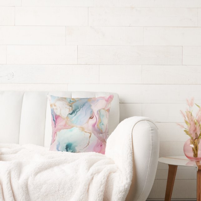 OCEAN SWIRL MARBLE BLUE PILLOW KUDDE (Soffa)