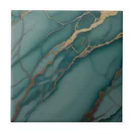 Ocean Teal Marble with Metallic Gold Veins Kakelplatta