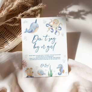 Ocean Theme Baby Shower Games Sign Poster