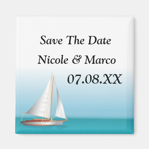 Ocean Theme Bröllop spara datum Magnet