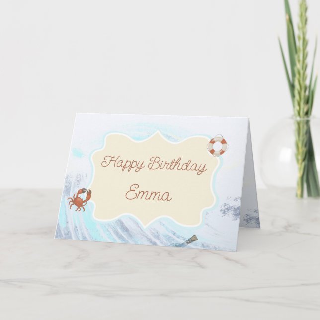 Ocean Theme Grattis på födelsedagen Personlig med  Kort (Framsida)
