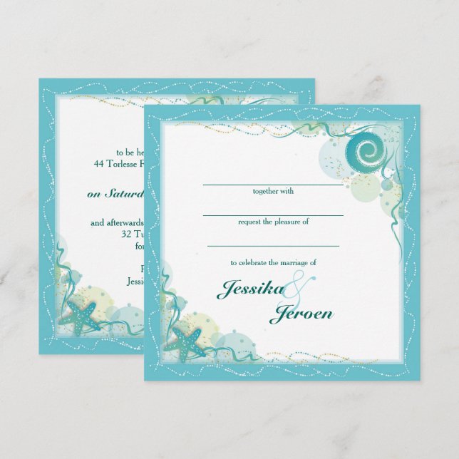 Ocean Theme Wedding invitation Inbjudningar (Fram/baksida)